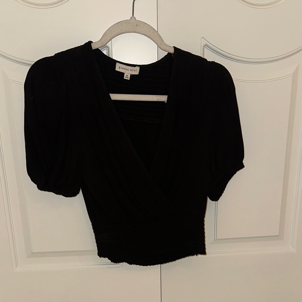 Gianni bini  Elegant Black Puff Sleeve Top